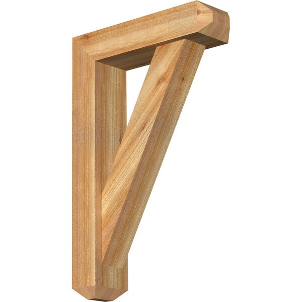 Ekena Millwork Traditional Craftsman Rough Sawn Bracket w/ Offset Brace, Western Red Cedar, 6"W x 22"D x 34"H BKT0604X22X34TRA04RWR - main